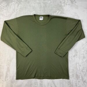 Vintage Medalist Waffle Knit Base Thermal Shirt Large Army Green Olive USA